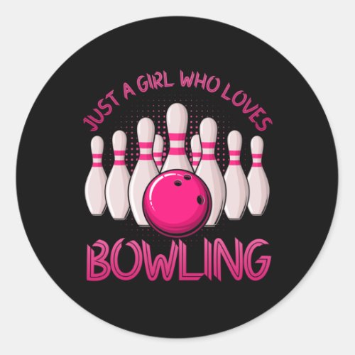 Bowling Gift For Girls Women Bowling Game Bowlers Classic Round Sticker