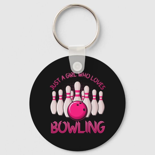 Bowling Gift For Girls Women Bowling Game Bowlers Keychain (Front)