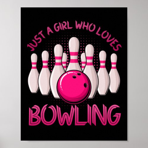 Bowling Gift For Girls Women Bowling Game Bowlers Poster
