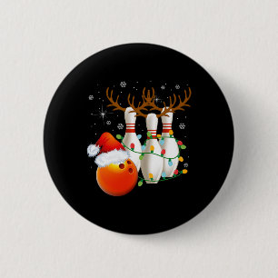 Bowling Gifts Christmas Bowling Santa Hat Christma Button
