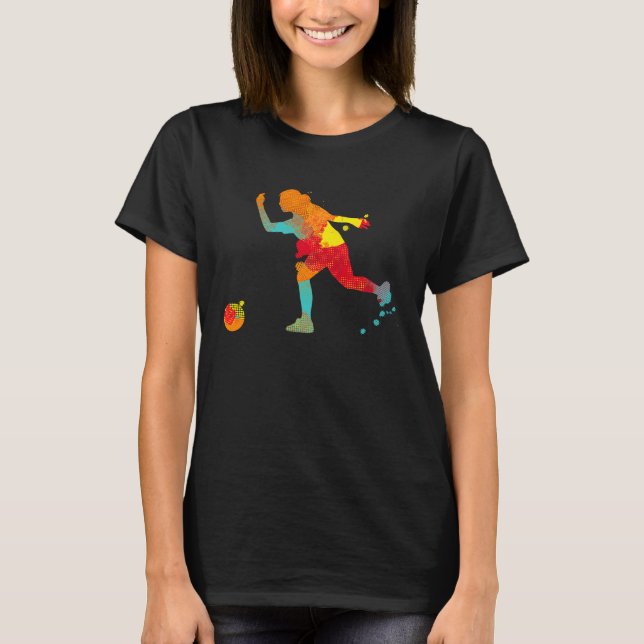 Bowling Girl Ball Pin Bowler Strike Bowling Team B T-Shirt (Front)
