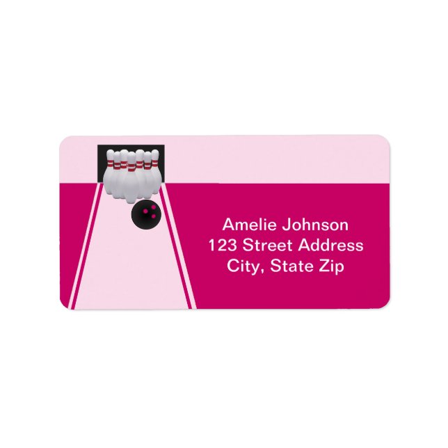 Bowling Girl Birthday Address Label (Front)