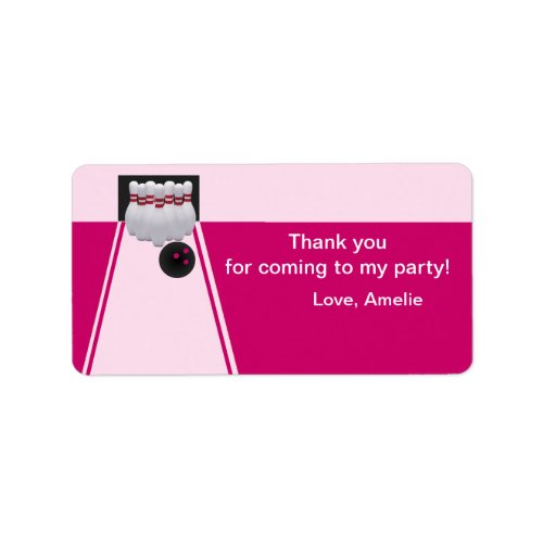 Bowling Girl Birthday Favor Tag Label