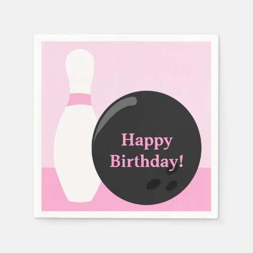 Bowling Girl Birthday Paper Napkins