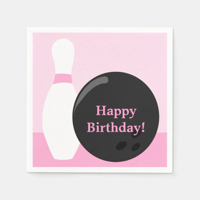 Bowling Girl Birthday Paper Napkins (Front)