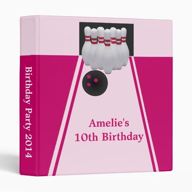 Bowling Girl Birthday Party Photo Album Binder (Front/Spine)