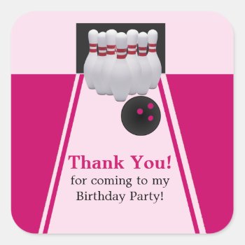 Bowling Girl Birthday Party  Sticker by SpecialOccasionCards at Zazzle