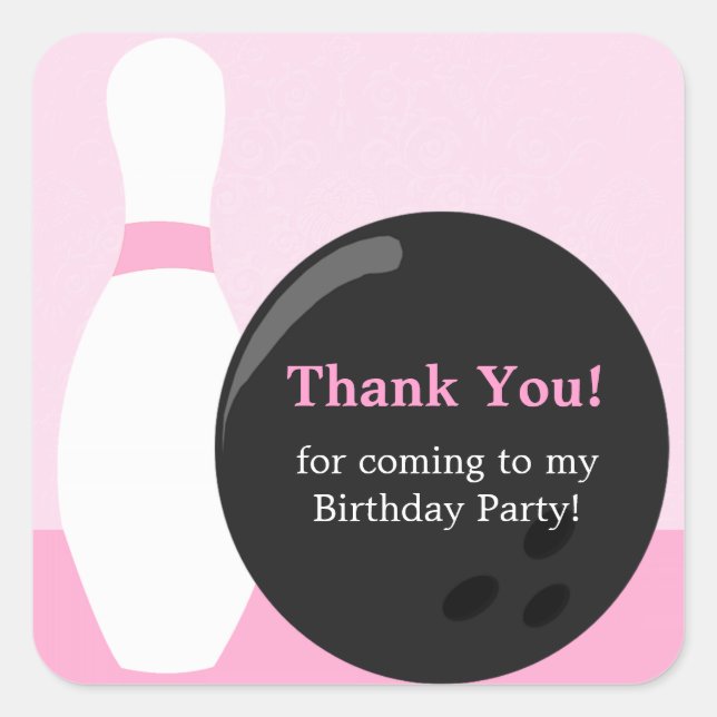 Bowling Girl Birthday Party  Sticker (Front)
