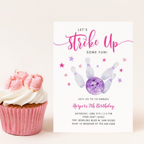 Bowling Girl Birthday Party  Strike Up Some Fun Invitation