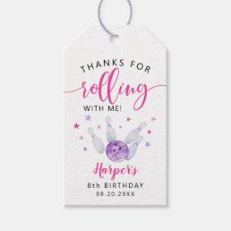 Bowling Girl Birthday Party Thanks For Rolling Gift Tags