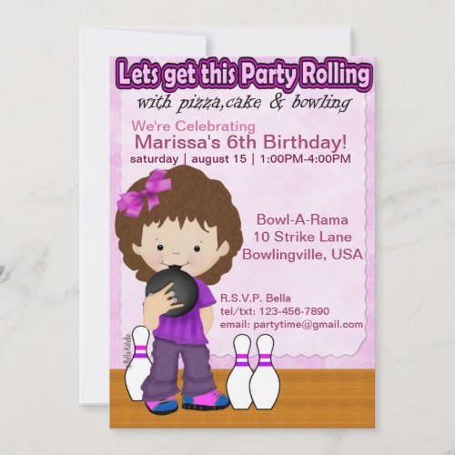 Bowling Girl Party Invite