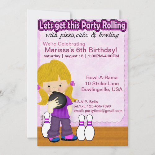 Bowling Girl Party Invite