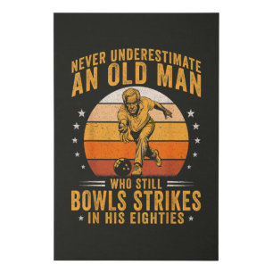 Bowling Grandpa 80th Birthday Faux Canvas Print