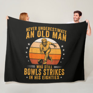 Bowling Grandpa 80th Birthday Fleece Blanket