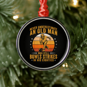 Bowling Grandpa 80th Birthday Metal Ornament