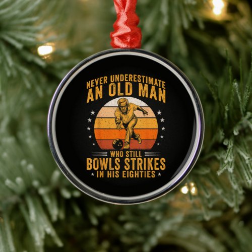 Bowling Grandpa 80th Birthday Metal Ornament