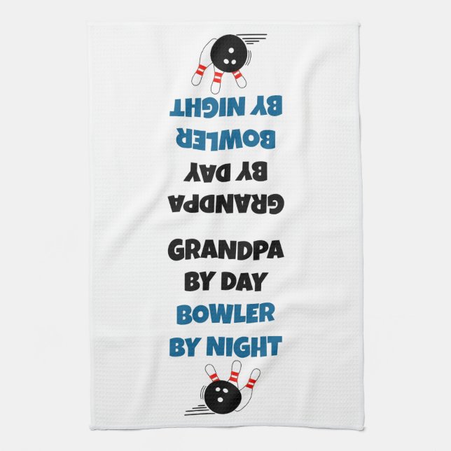 Bowling Grandpa Kitchen Towel (Vertical)