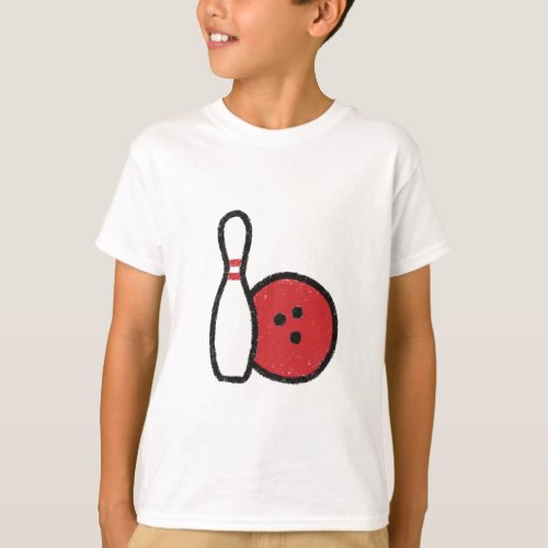 Bowling Graphic Tee  Bowling Pin Red Bowling Ball