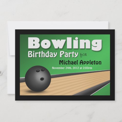Bowling _ Green Birthday Party Invitations