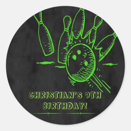 Bowling Green Chalkboard Birthday Party Stickers