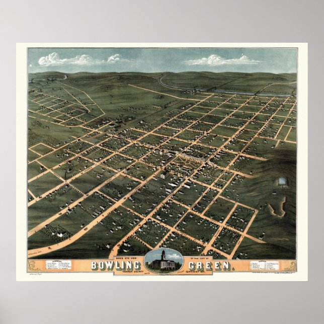 Bowling Green, KY Panoramic Map - 1871 Poster (Front)