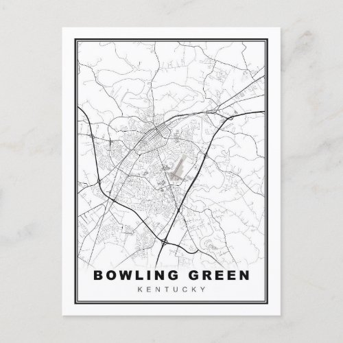 Bowling Green Map Holiday Postcard