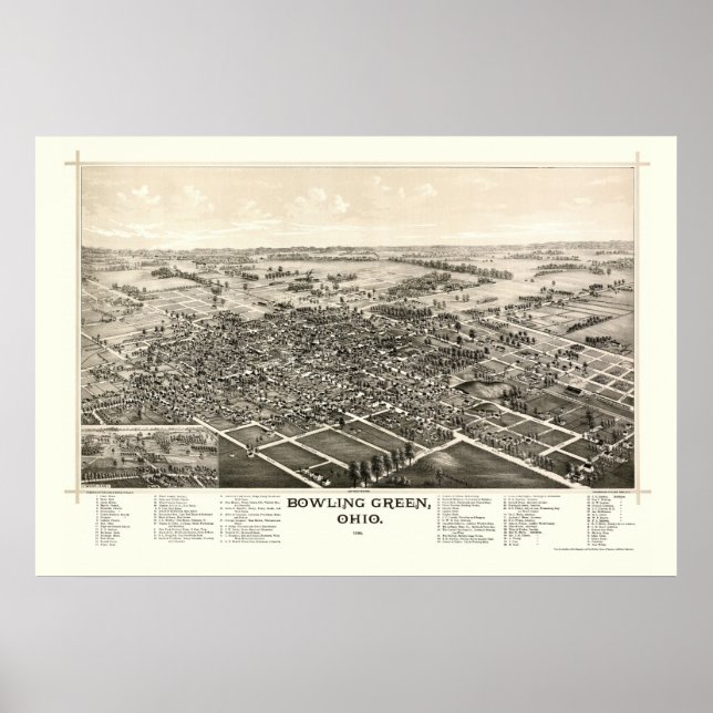 Bowling Green, OH Panoramic Map - 1888 Poster (Front)