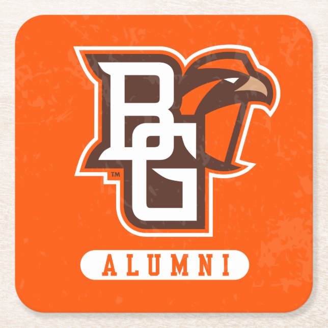 Bowling Green State Alumni Distressed Square Paper Coaster (Front)