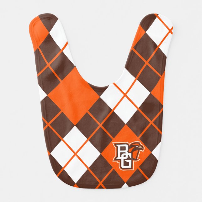 Bowling Green State Argyle Pattern Baby Bib (Front)