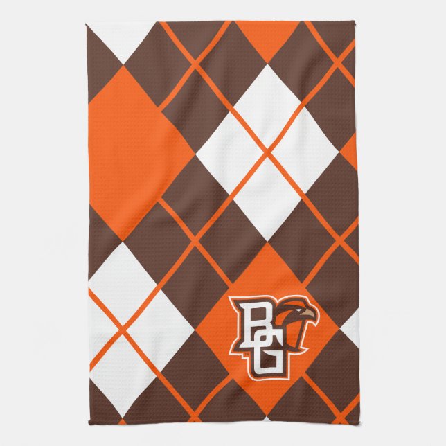 Bowling Green State Argyle Pattern Kitchen Towel (Vertical)