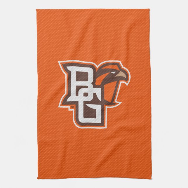 Bowling Green State Carbon Fiber Pattern Kitchen Towel (Vertical)