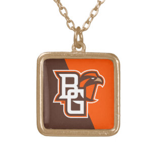 Bowling Green State Color Block Distressed Gold Plated Necklace