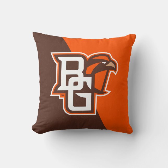 Bowling Green State Color Block Distressed Throw Pillow (Front)