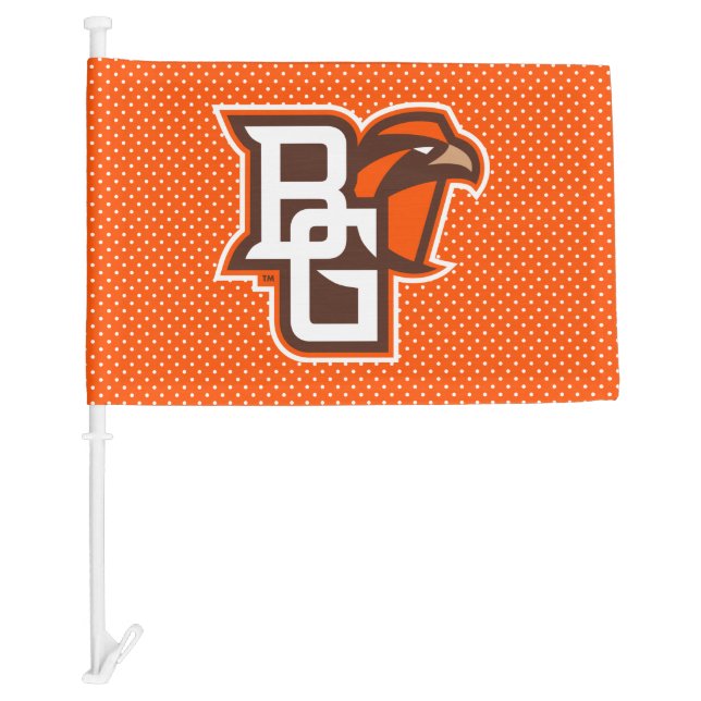 Bowling Green State Polka Dot Pattern Car Flag (Front)