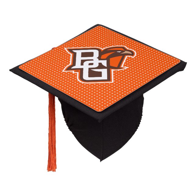 Bowling Green State Polka Dot Pattern Graduation Cap Topper (Angled)