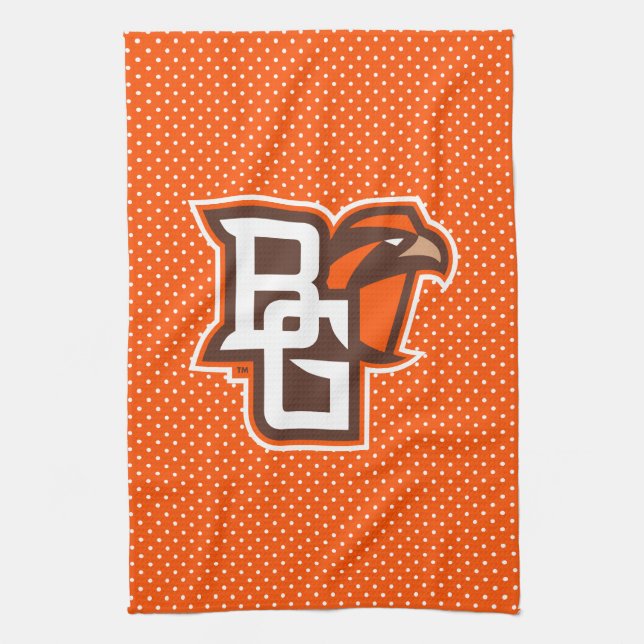 Bowling Green State Polka Dot Pattern Kitchen Towel (Vertical)