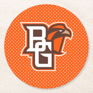 Bowling Green State Polka Dot Pattern Round Paper Coaster