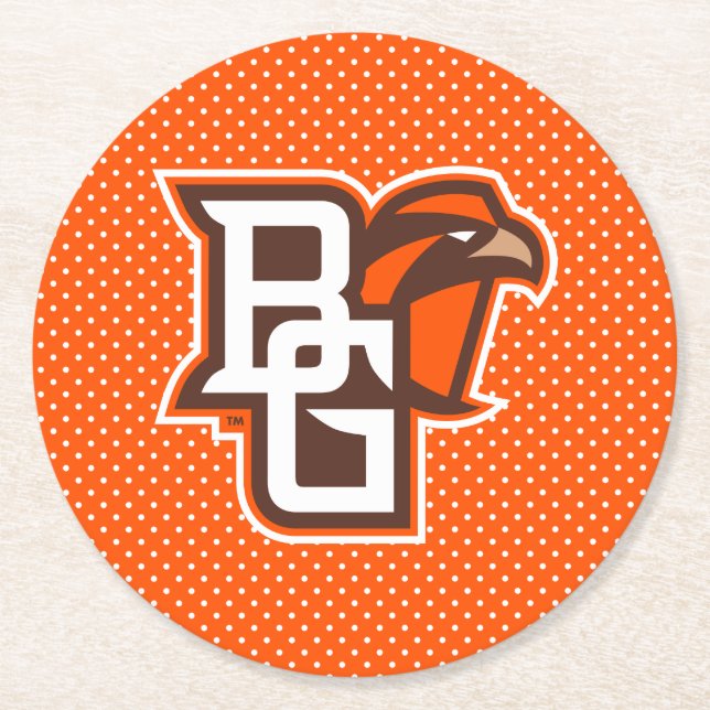 Bowling Green State Polka Dot Pattern Round Paper Coaster (Front)
