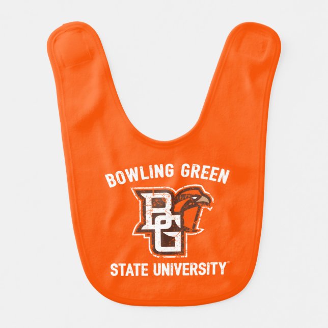 Bowling Green State University Distressed Baby Bib (Front)