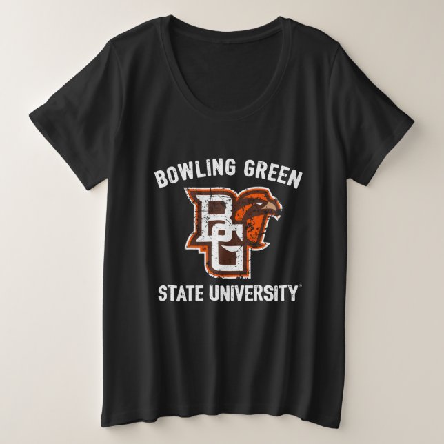 Bowling Green State University Distressed Plus Size T-Shirt (Design Front)