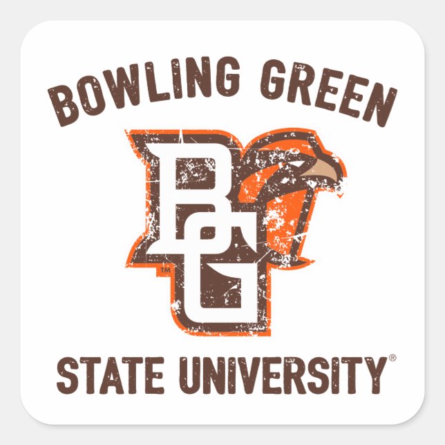 Bowling Green State University Distressed Square Sticker (Front)