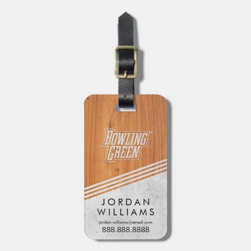 Bowling Green State Wood Cement Logo Stripe Luggage Tag
