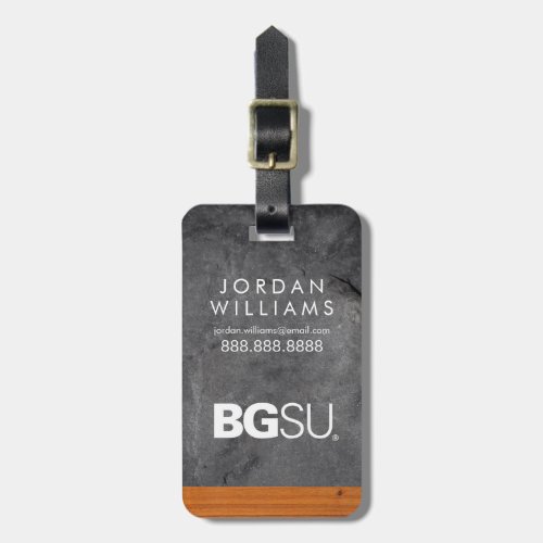 Bowling Green State Wood Cement Luggage Tag