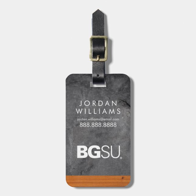 Bowling Green State Wood Cement Luggage Tag (Front Vertical)