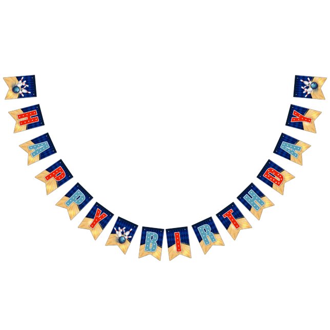 Bowling Happy Birthday Banner - Bunting Flags  (All)