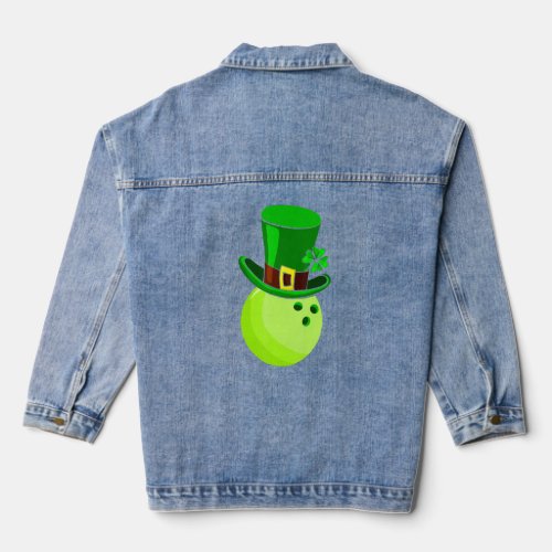 Bowling Hat Leprechaun St Patricks Day Men Women K Denim Jacket