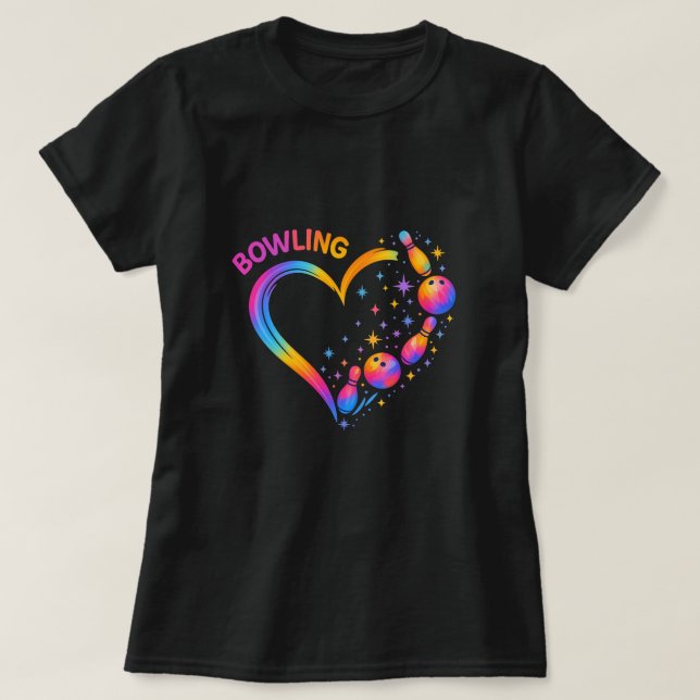 Bowling Heart Colorful Bowling Pin Lovers  T-Shirt (Design Front)