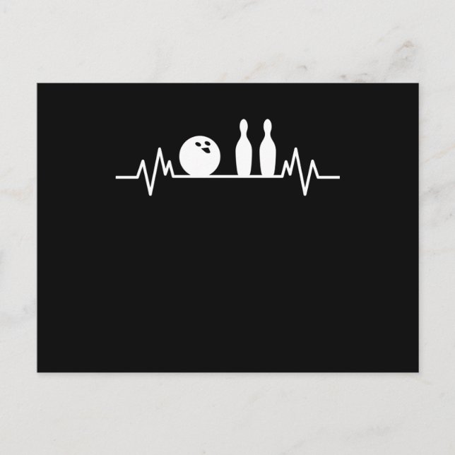 Bowling Heartbeat Bowler Pins Bowling Player Gift Postcard (Front)