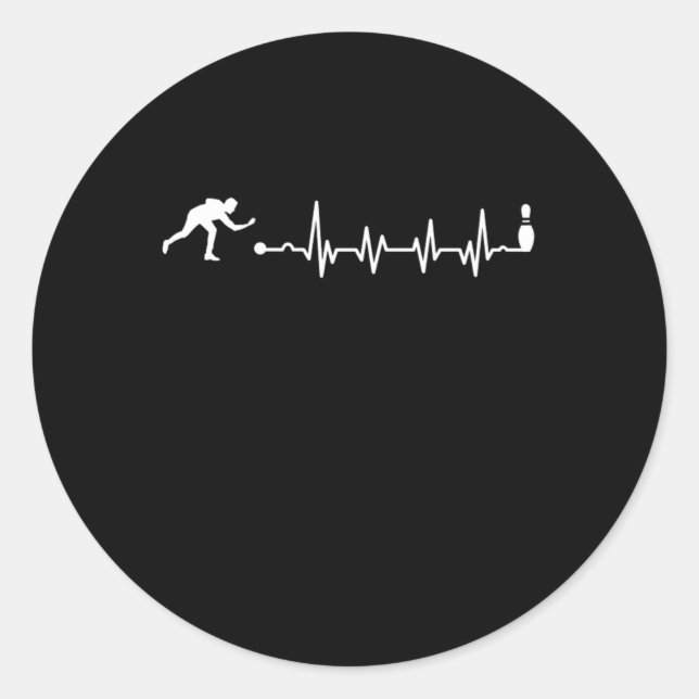 Bowling Heartbeat Bowling Bowlers Skittles Gift Classic Round Sticker (Front)