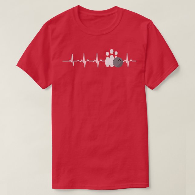 Bowling Heartbeat Funny Bowler League Team Gift Me T-Shirt (Design Front)